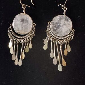 Vintage Sterling Southwestern Style Dangle Pierced Earrings